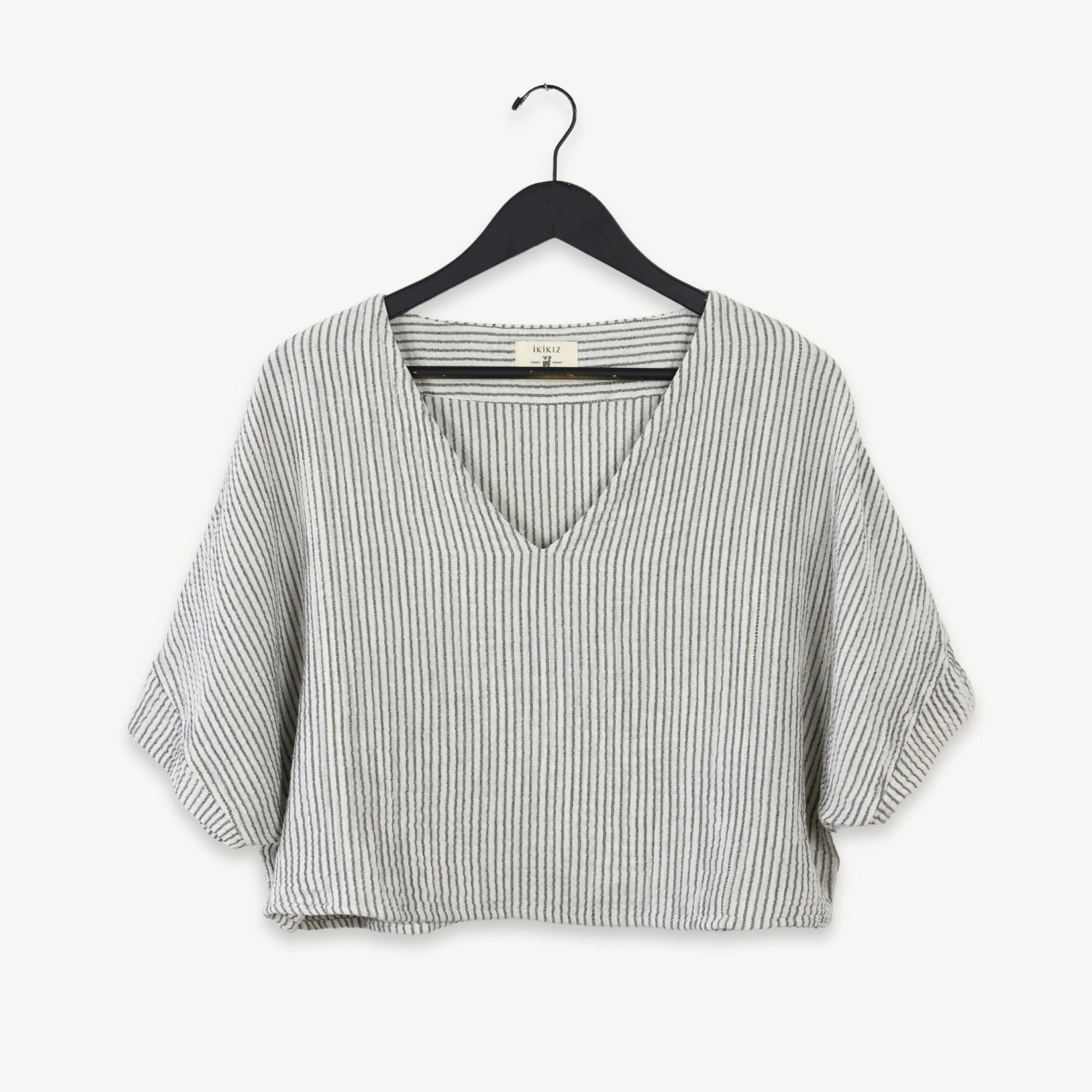 Pokoloko Striped Crinkle Cotton Crop Top | Stripe