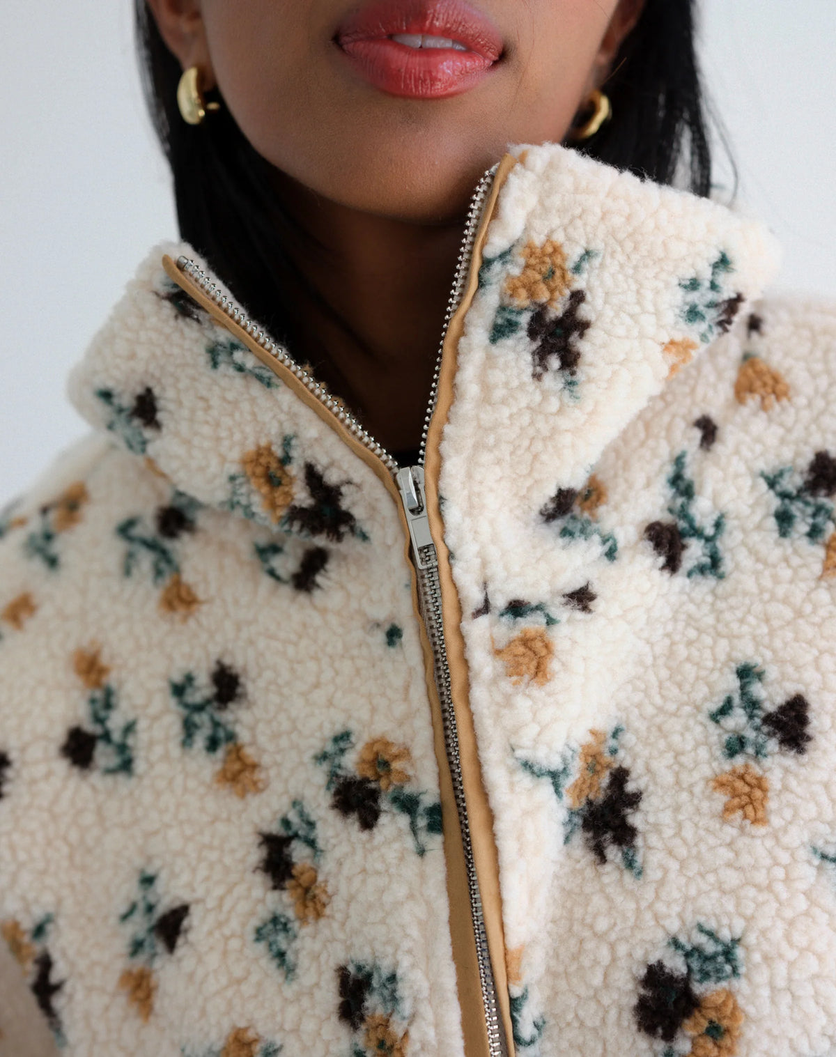 Brunette the Label Floral Sherpa Jacket