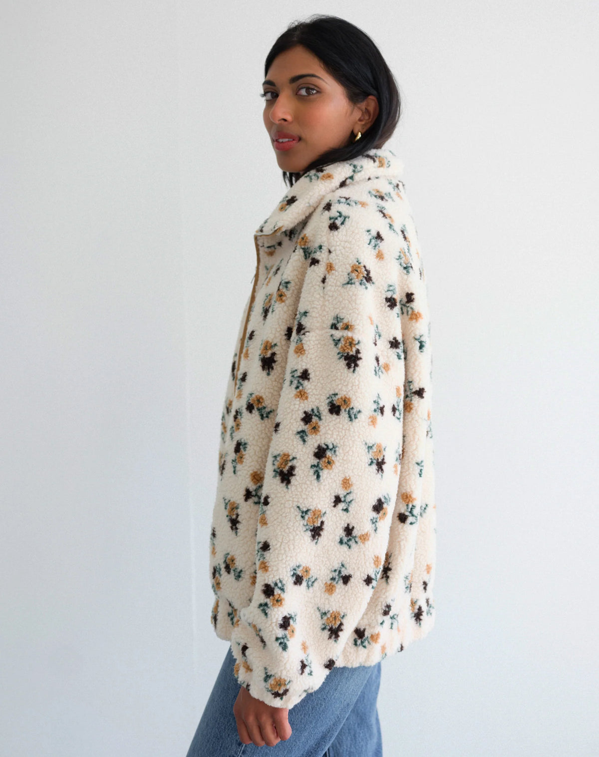 Brunette the Label Floral Sherpa Jacket