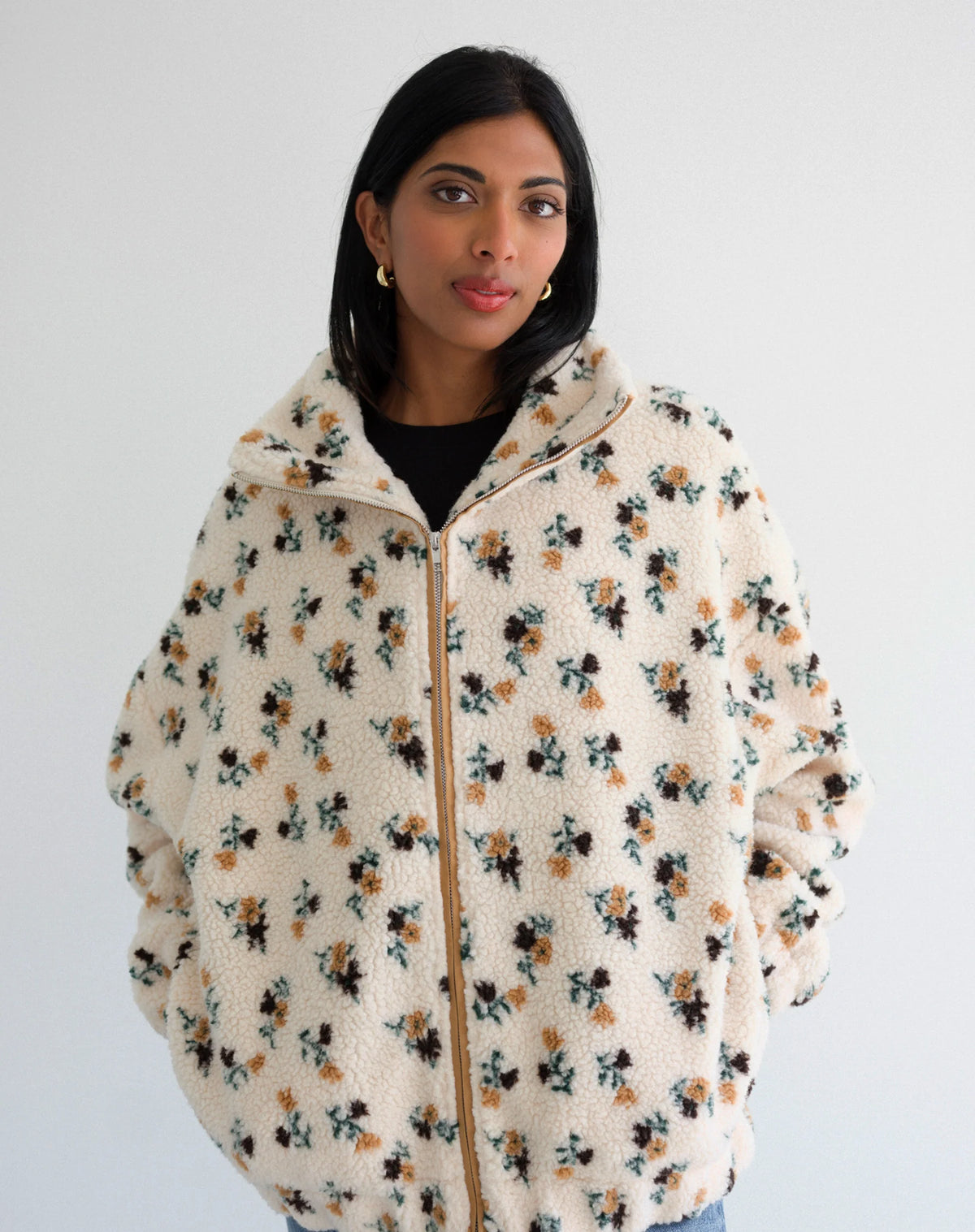 Brunette the Label Floral Sherpa Jacket