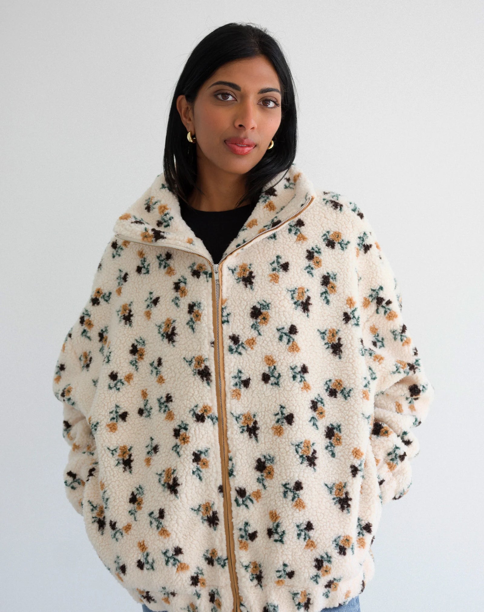 Brunette the Label Floral Sherpa Jacket