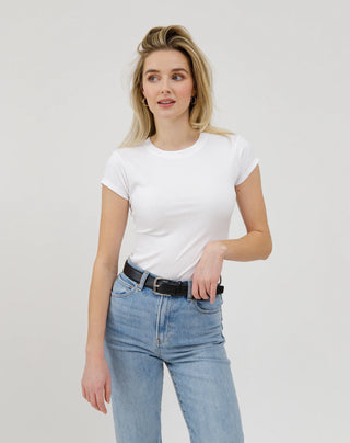 Brunette The Label Ribbed Tee | White