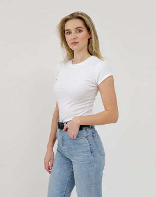 Brunette The Label Ribbed Tee | White