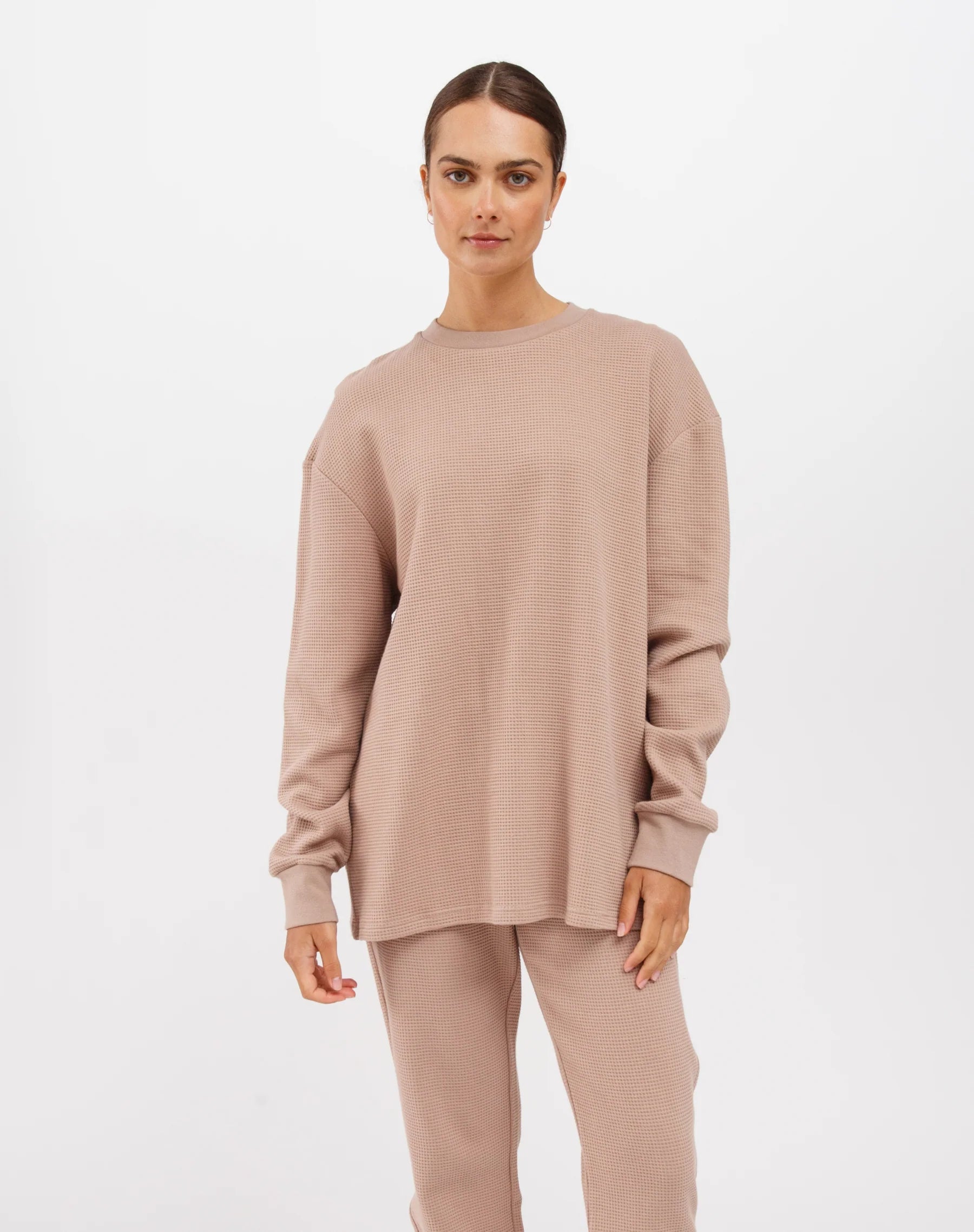 Brunette The Label Waffle Knit Boxy Long Sleeve | Fawn