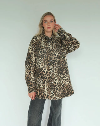 Brunette The Label Denim Shania Jacket | Blue + Leopard