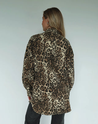 Brunette The Label Denim Shania Jacket | Blue + Leopard