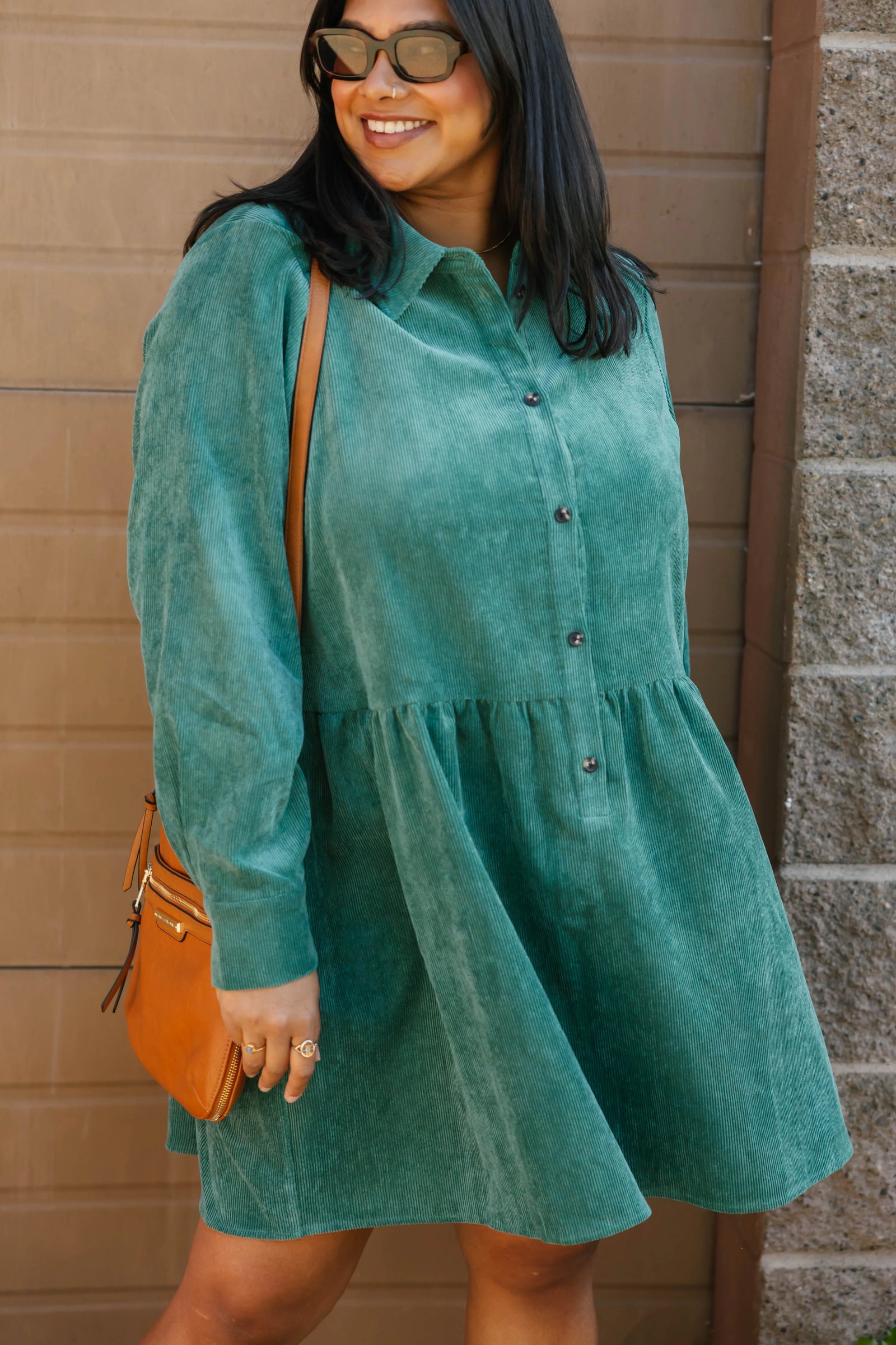 Smash & Tess Calista Corduory Mini Dress | Green