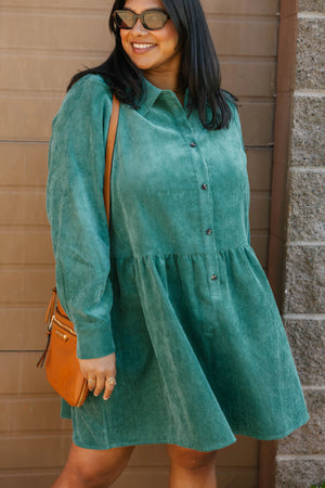 Smash & Tess Calista Corduory Mini Dress | Green