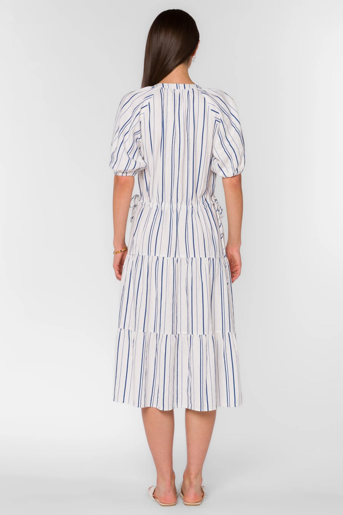 Velvet Heart Cassie Short Puff Sleeve Dress | Blue White Stripe