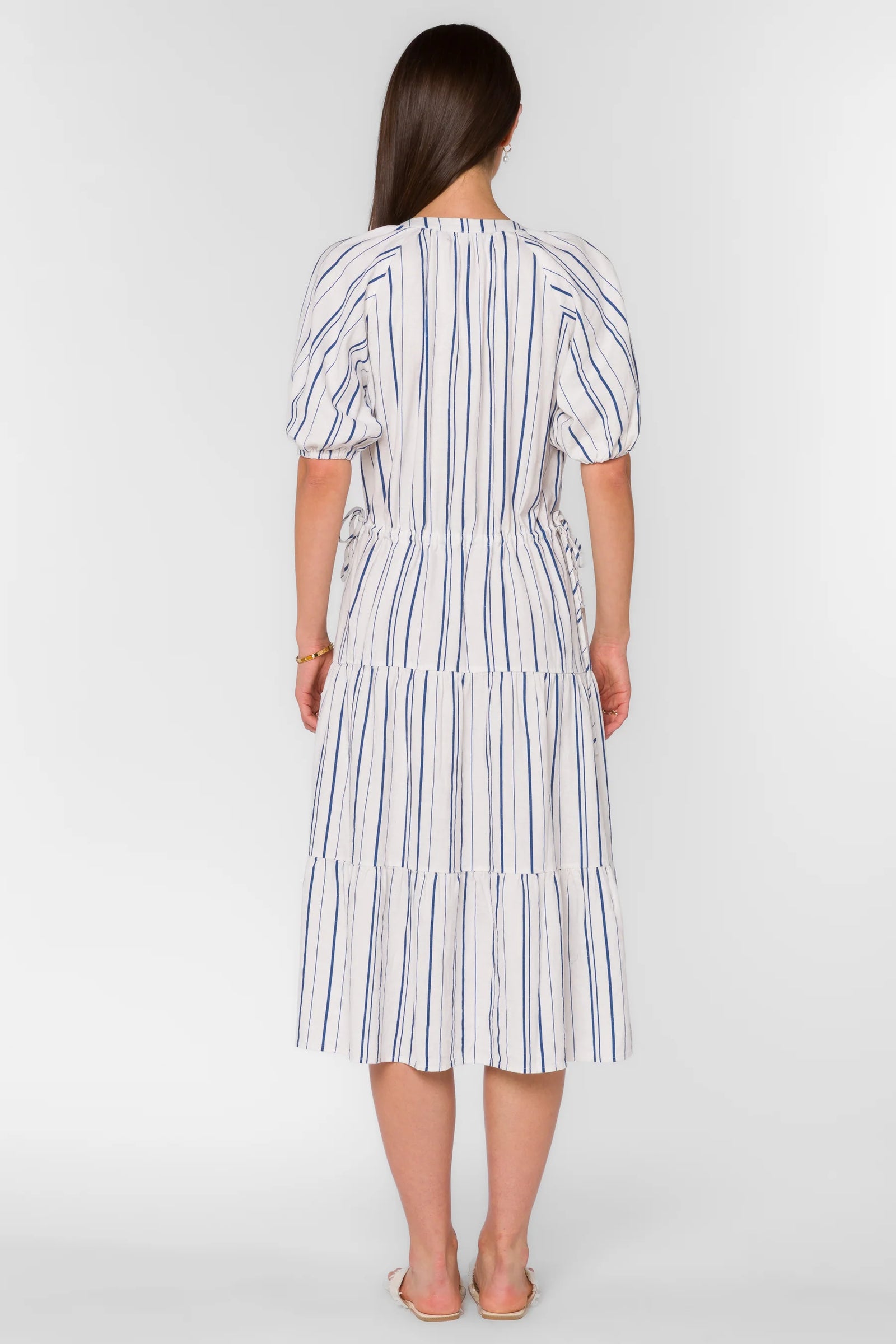 Velvet Heart Cassie Short Puff Sleeve Dress | Blue White Stripe