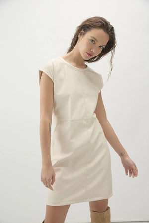 Melissa Nepton Faux Leather Cassi Dress | Cream