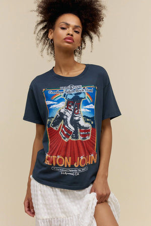 Elton John Hollywood Boots Boyfriends Tee | Vintage Black