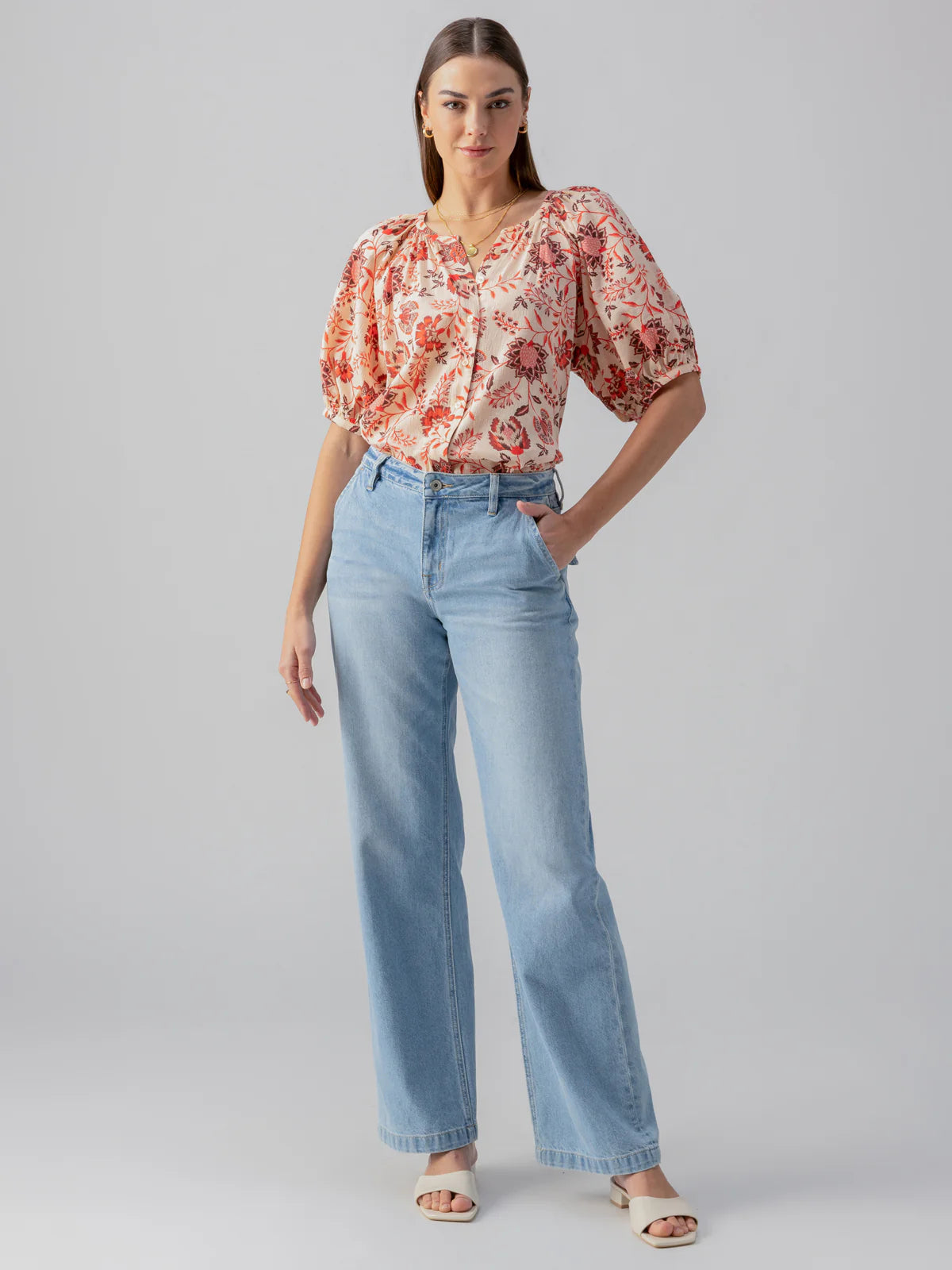 Sanctuary Bubble Sleeve Boho Blouse | Pacific Light