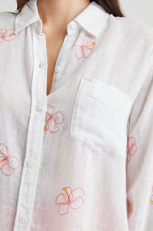 Rails Charli Shirt | Hibiscus Embroidery