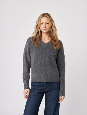 John & Jenn Carlie V-Neck Sweater | Granite