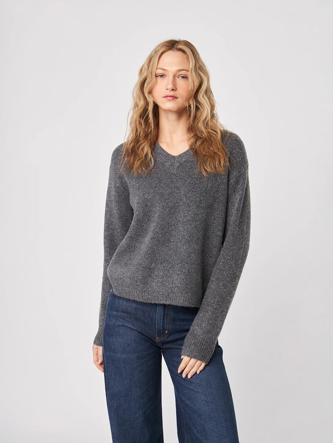 John & Jenn Carlie V-Neck Sweater | Granite
