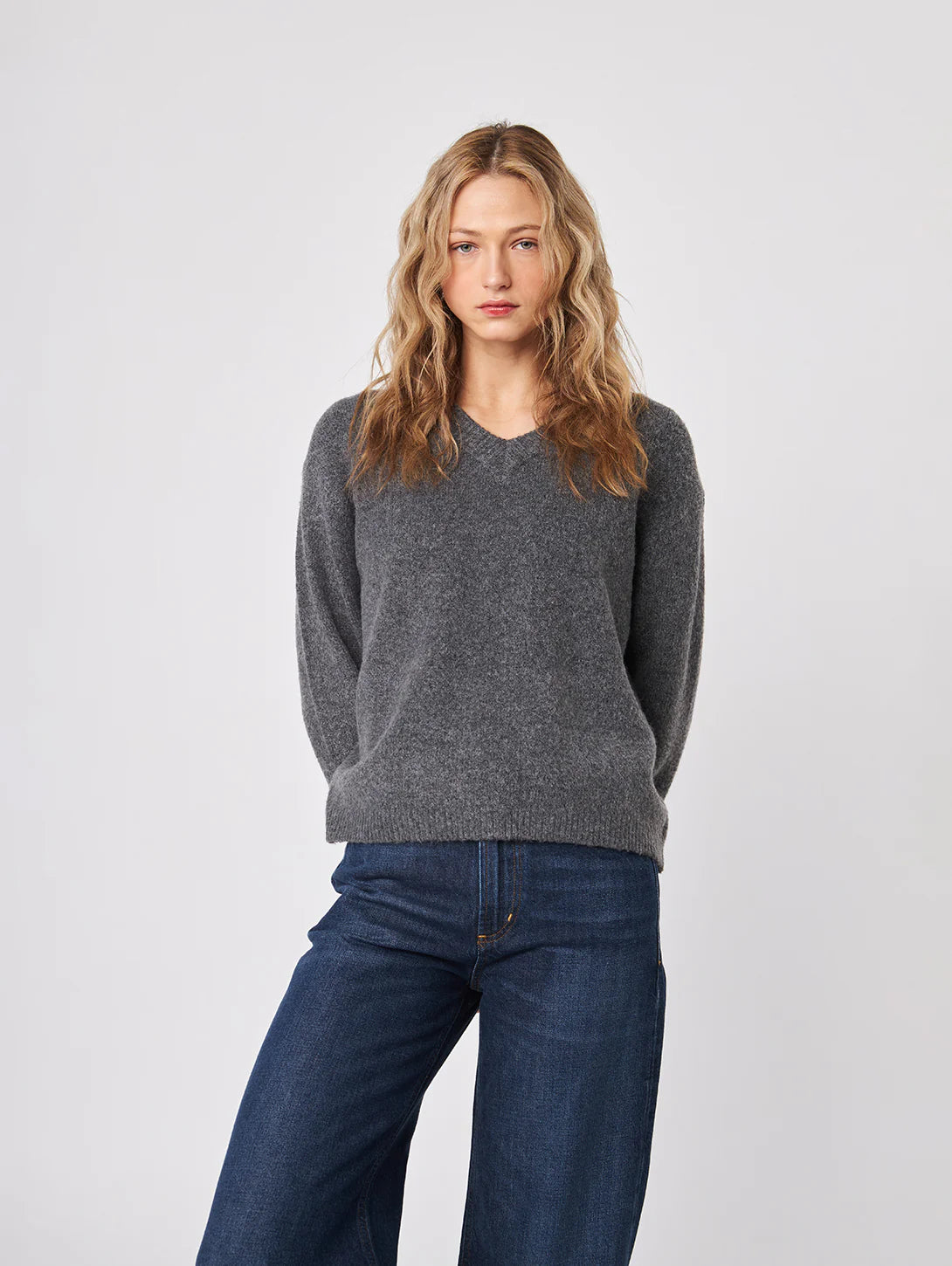 John & Jenn Carlie V-Neck Sweater | Granite