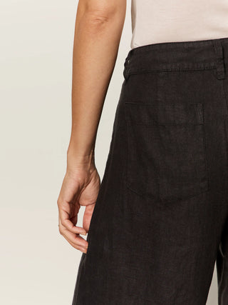 Sanctuary The Linen Marine Wide Leg Pant | Timber + Black