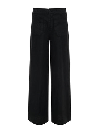 Sanctuary The Linen Marine Wide Leg Pant | Timber + Black