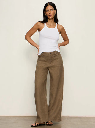 Sanctuary The Linen Marine Wide Leg Pant | Timber + Black