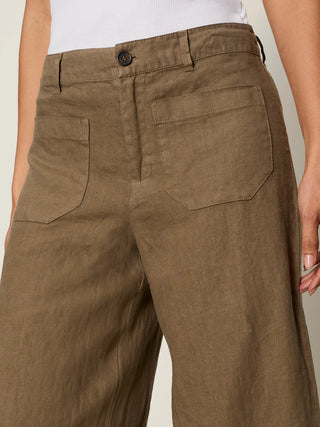 Sanctuary The Linen Marine Wide Leg Pant | Timber + Black