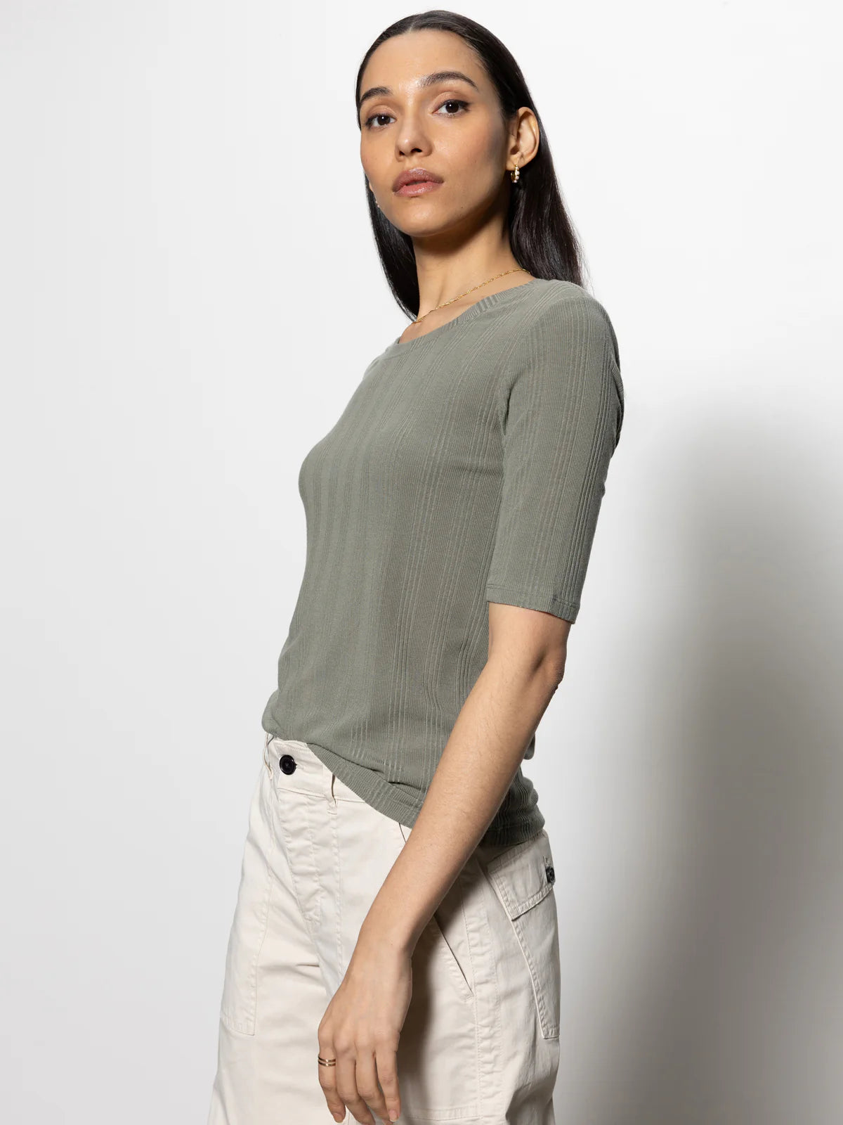 Sanctuary Half Sleeve Femme Crew T-Shirt | Spruce