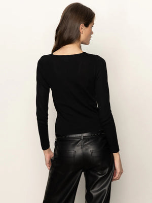 Sanctuary Long Sleeve Shoulder Twist Top | Black
