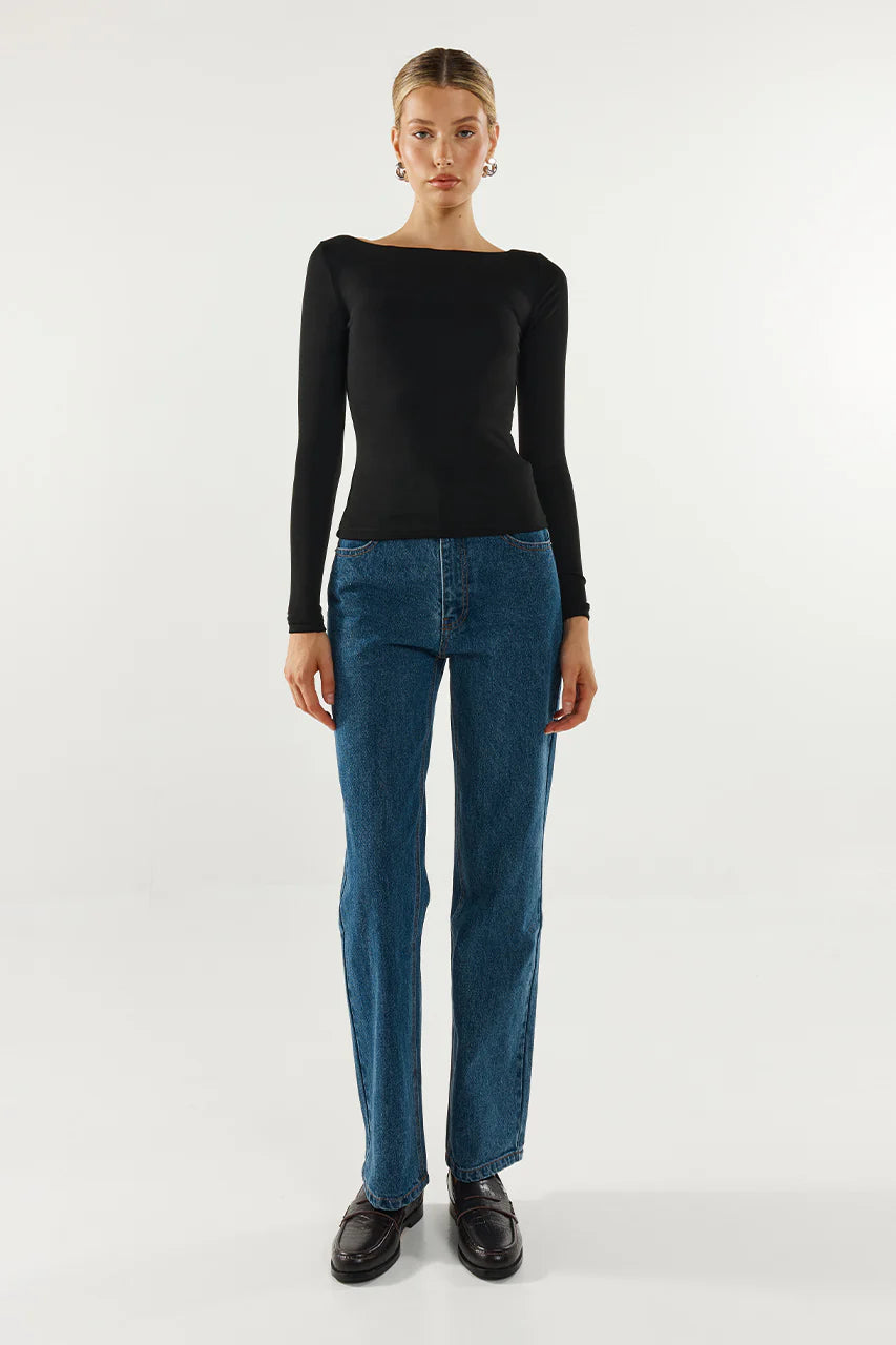 Madison The Label Caden Top | Shiraz, Black & White