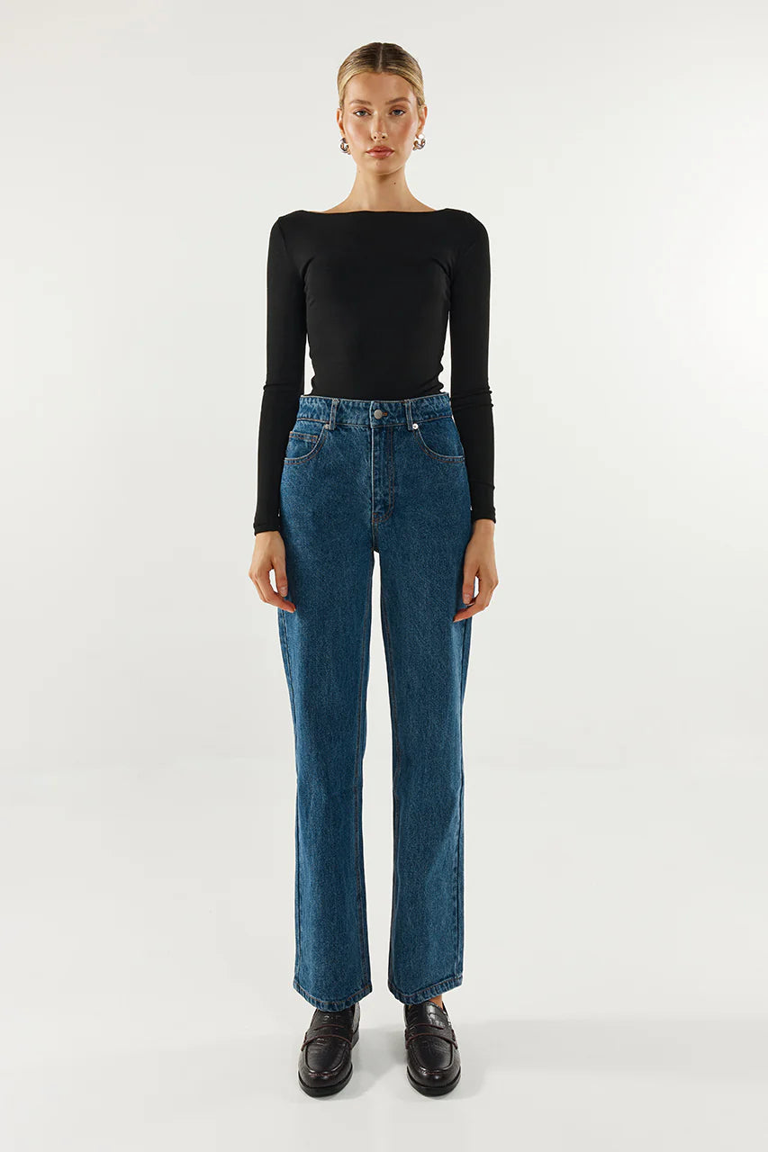 Madison The Label Caden Top | Shiraz, Black & White