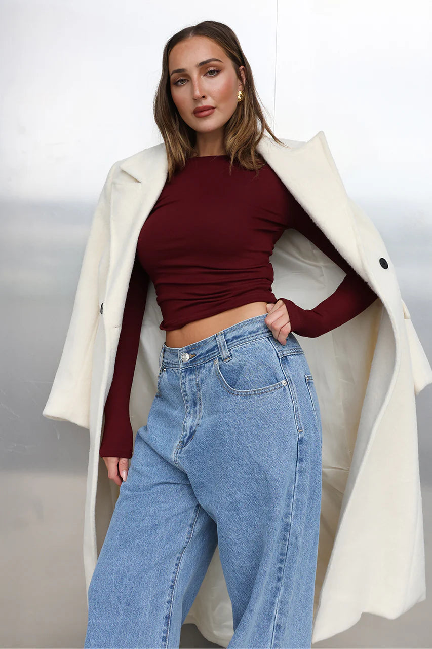 Madison The Label Caden Top | Shiraz, Black & White