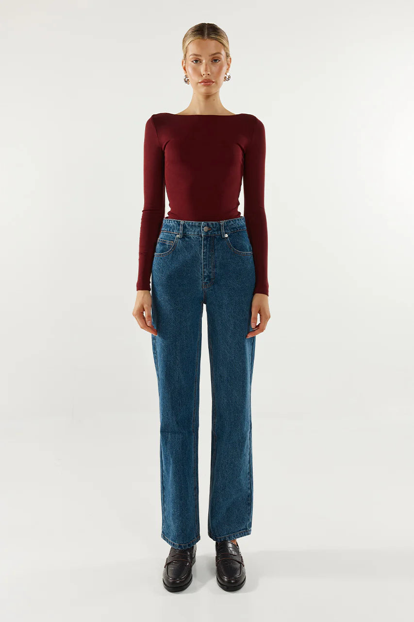 Madison The Label Caden Top | Shiraz, Black & White