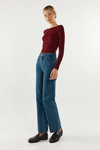 Madison The Label Caden Top | Shiraz, Black & White