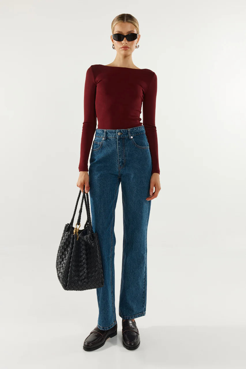 Madison The Label Caden Top | Shiraz, Black & White