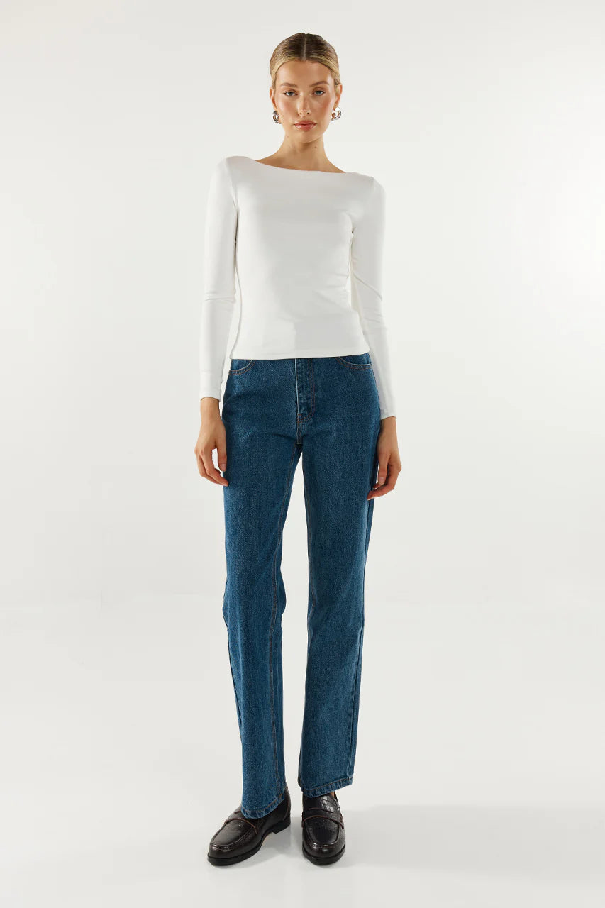 Madison The Label Caden Top | Shiraz, Black & White