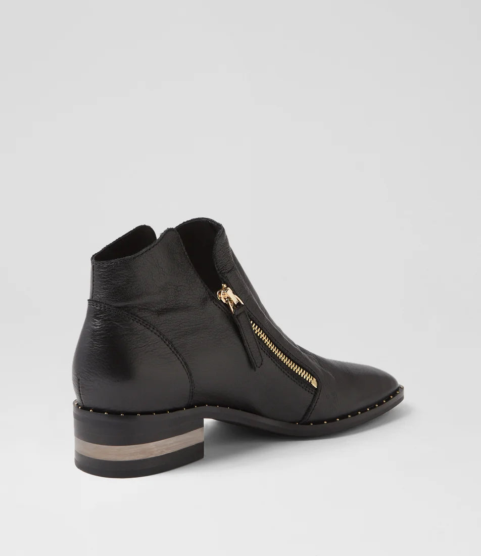 Django & Juliette Floriss Leather Ankle Boots | Black