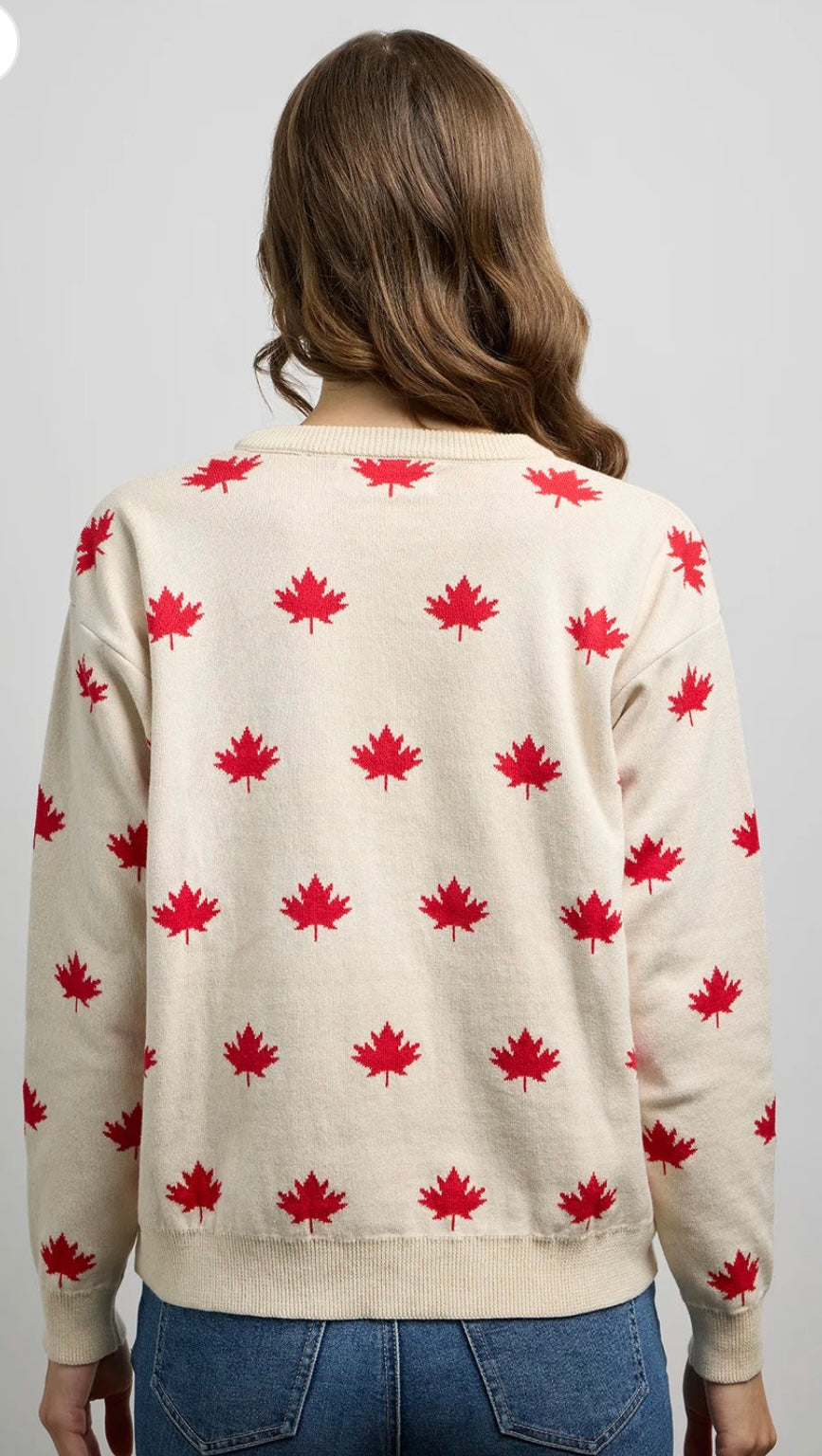 Canada KnitWear Falling Maples Sweater | Natural + Red