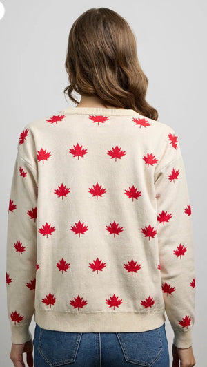 Canada KnitWear Falling Maples Sweater | Natural + Red