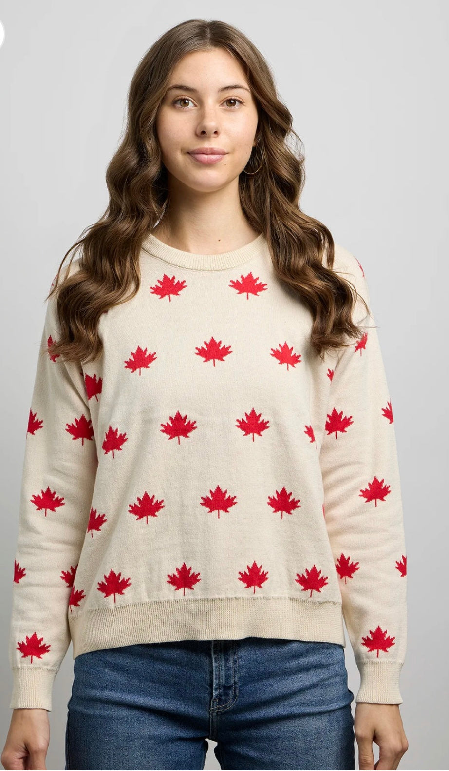 Canada KnitWear Falling Maples Sweater | Natural + Red