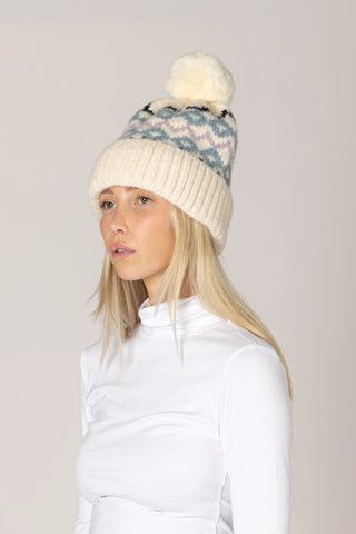 Lyla & Luxe Faux Fur Pom Pom Hat | White Diamond