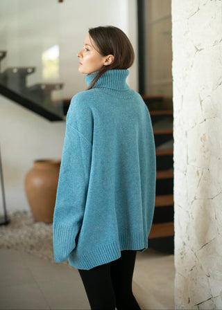 Echo Verde Dog Walker Chunky Cowl Sweater | Blue, Denim, Forest, Fawn Bronze, Rose, Light Grey, Green, Azure Blue,