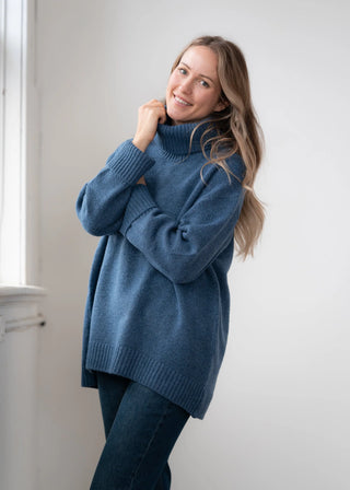 Echo Verde Dog Walker Chunky Cowl Sweater | Blue, Denim, Forest, Fawn Bronze, Rose, Light Grey, Green, Azure Blue,