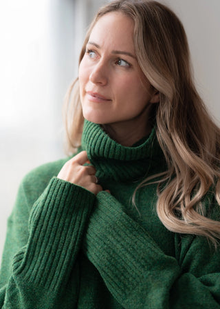 Echo Verde Dog Walker Chunky Cowl Sweater | Blue, Denim, Forest, Fawn Bronze, Rose, Light Grey, Green, Azure Blue,
