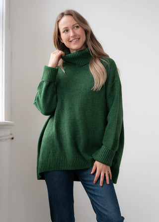 Echo Verde Dog Walker Chunky Cowl Sweater | Blue, Denim, Forest, Fawn Bronze, Rose, Light Grey, Green, Azure Blue,