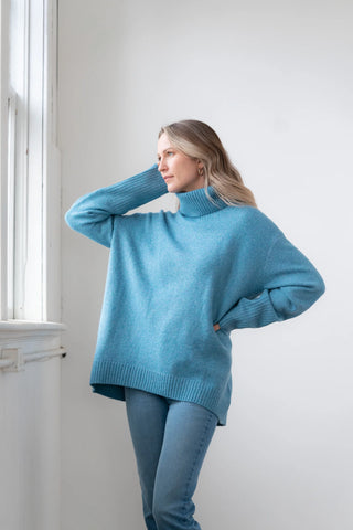 Echo Verde Dog Walker Chunky Cowl Sweater | Blue, Denim, Forest, Fawn Bronze, Rose, Light Grey, Green, Azure Blue,