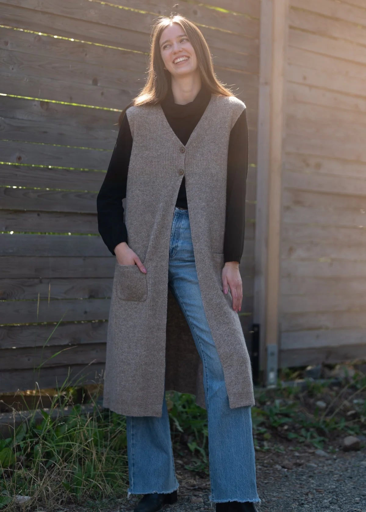 Echo Verde The Long Vest With Pockets | Acorn