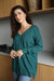 Echo Verde V Neck Bamboo Tunic | Green + Blue (Grey)