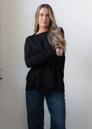 Echo Verde The Chalet Crew Sweater | Black, Oxblood + Violicious
