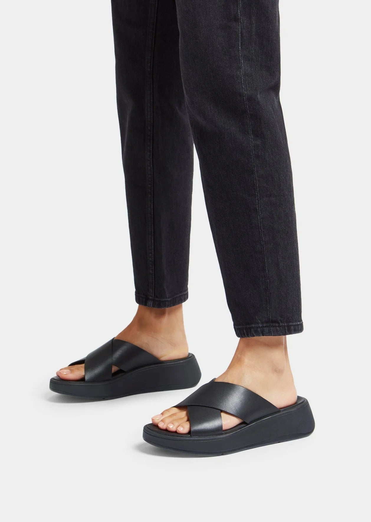 Black flatform sliders discount