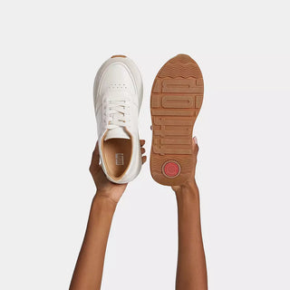 Fit Flop Leather/Suede Flatform Sneakers | Urban White