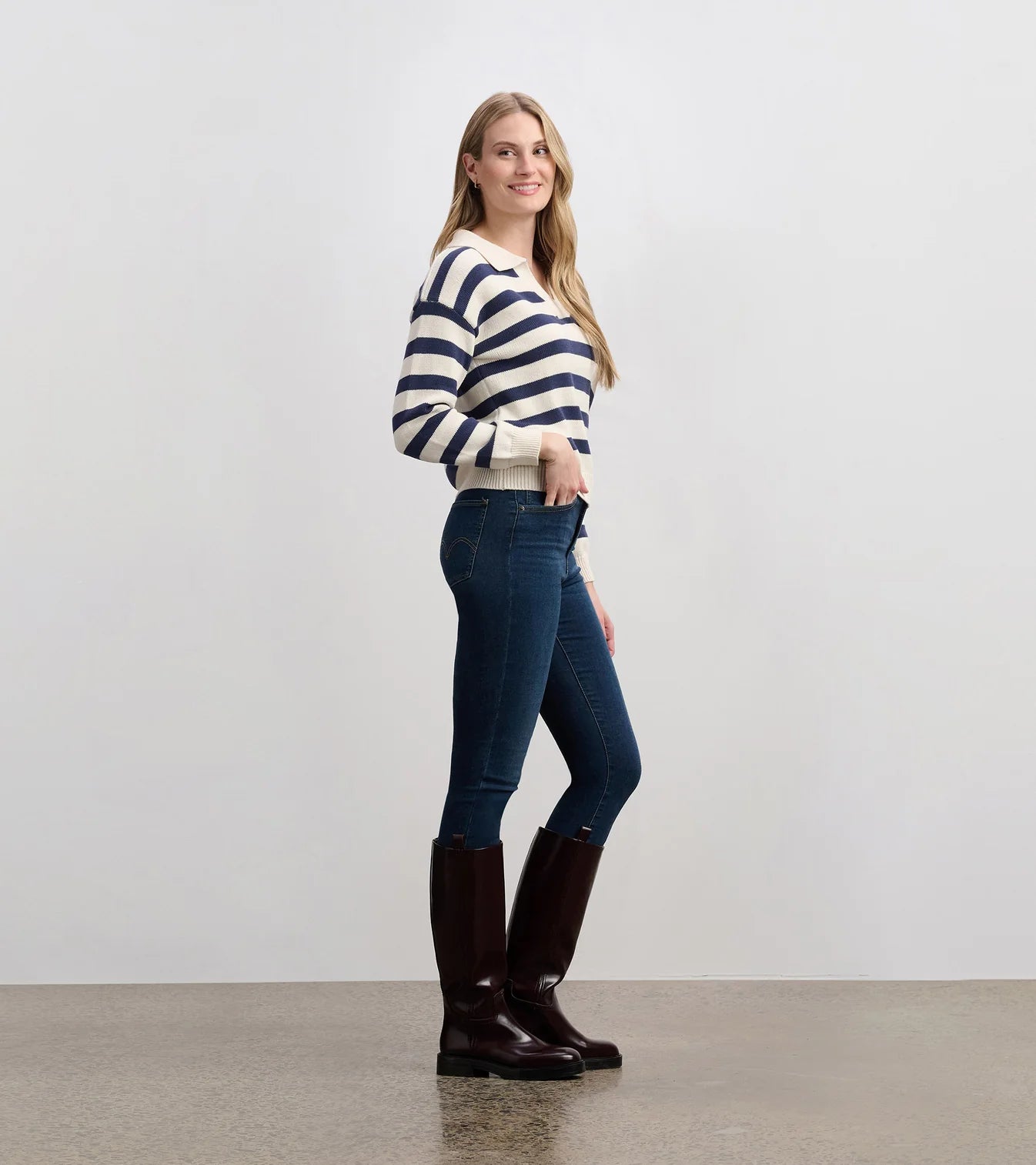 Hatley Jonny Collar Sweater | Navy Stripe
